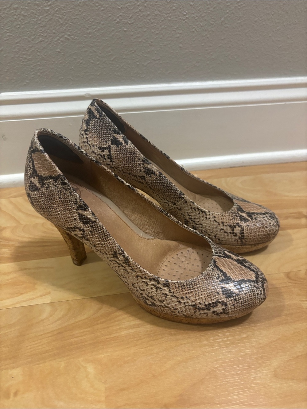 Nurture by Lamaze Tan Snake-Print Mid Heel Pumps